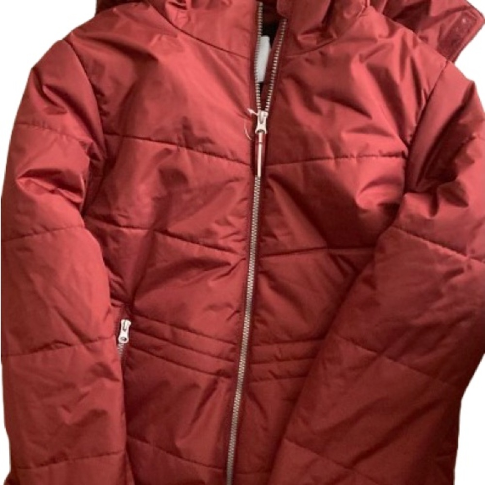 Whales Tail red puffer jacket size medium for kids